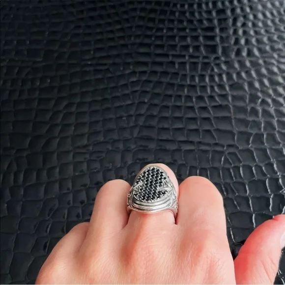 Scott Kay Black Sapphire Concave Sterling Silver Ring
